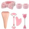 7pcs Facial Care Tools Set-Jade Roller, Gua Sha and Ice Roller, Spa Headband Wristband, Silicone Face Mask Brush,Skin Care Gift for Men/Woman view 1