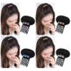 4PCS Rhinestone Flower Bump It Up Volume Hair Base Inserts with Comb Hair Cushion Invisible Fluffy Hair Pad Clip Volume Hair Base Hair Bump Clip Hair Volumizing Accessories (Random Color) view 3