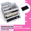 KEYPOWER Bling Diamond Makeup Organizers Drawer 2PCS set & Makeup Powder Empty Box with Powder Puff and Mirror White view 3
