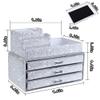 KEYPOWER Bling Diamond Makeup Organizers Drawer 2PCS set & Makeup Powder Empty Box with Powder Puff and Mirror White view 4