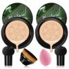 2PCS Mushroom Head Air Cushion CC Cream, Moisturizing Lasting Oil Control BB Cream for All Skin Types, Full Coverage Concealer Liquid Foundation Face Makeup Set with Foundation Brush & Makeup Sponge A view 1