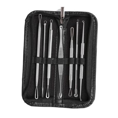 MOTHNUR Blackhead Tools Set 7pc Pimple Removal Kit Nose Spoon Loop Tips Blemish Extract