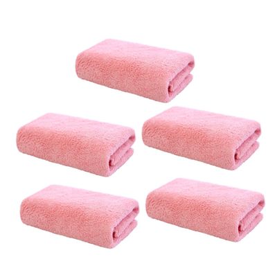 ASAKKURA 5pcs Microfiber Makeup Towel Soft Washcloth for Face Cleaning Portable and Absorbent for Travel and Home Use Pink