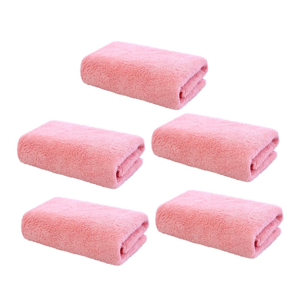 ASAKKURA 5pcs Microfiber Makeup Towel Soft Washcloth for Face Cleaning Portable and Absorbent for Travel and Home Use Pink