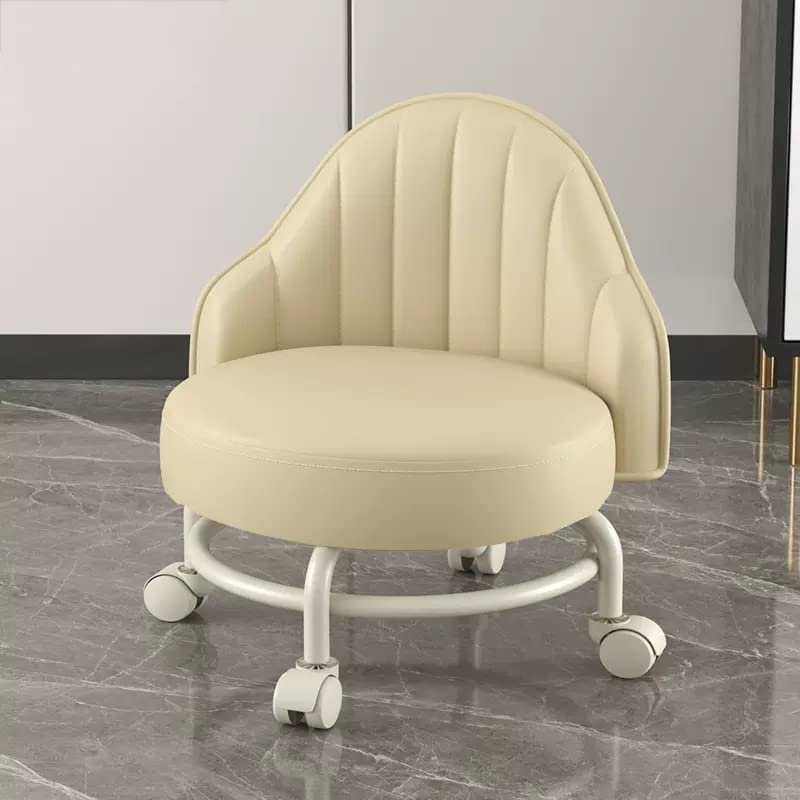 BSNANCA Low Roller Seat Stool with Backrest - Efficient Mini Rolling Scoot Stool for Home Cleaning, Outdoor Picnics & More - Garage, Shop, Office (Camel)