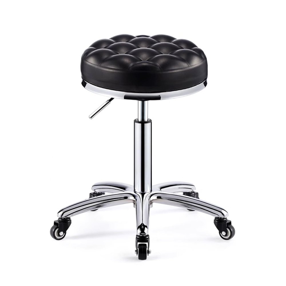 BSNANCA Adjustable Height Rolling Stool with Wheels and Swivel Ultra Soft Padded Seat for Home Beauty and Hair Salons (Brown) (Black One Size)