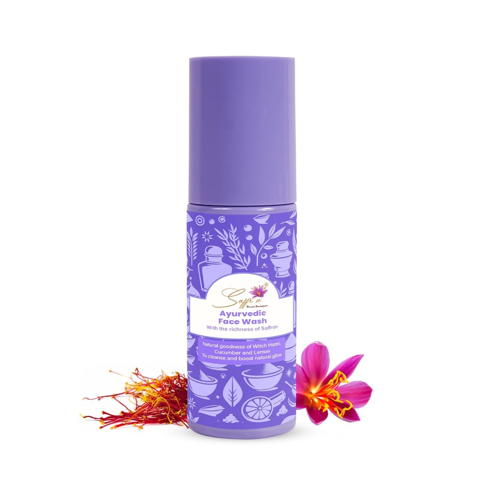 Ayurvedic Face Wash with Witch Hazel, Saffron ext.,Lemon ext., Rose water, Orange ext., Aloevera, Cucumber ext. | Powered by Niacinamide, Vitamin C, Retinol, Allantoin & Betaine hydrate | 3.38 fl oz.
