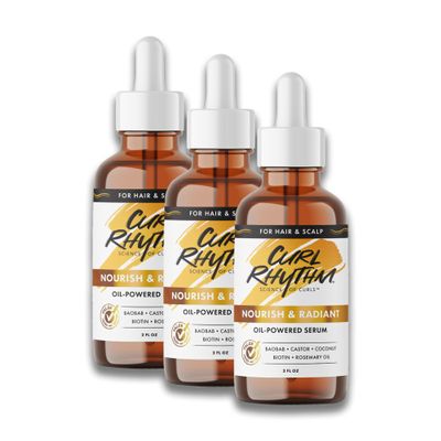 Curl Rhythm Nourish and Radiant Oil-Powered Serum - Nourishing Hair Oil - Non-Greasy Scalp Care - Hair Serum with Biotin for All Hair Types - 3 pc