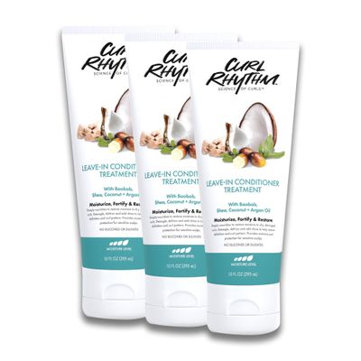 Curl Rhythm Leave-in Conditioner Treatment for Curly Hair - Moisturizing Frizz Free Shine with Shea Butter, Coconut & Argan Oil For Wavy, Kinky Coily Hair - Sulfate Free - 10 Fl Oz (3 Pack)