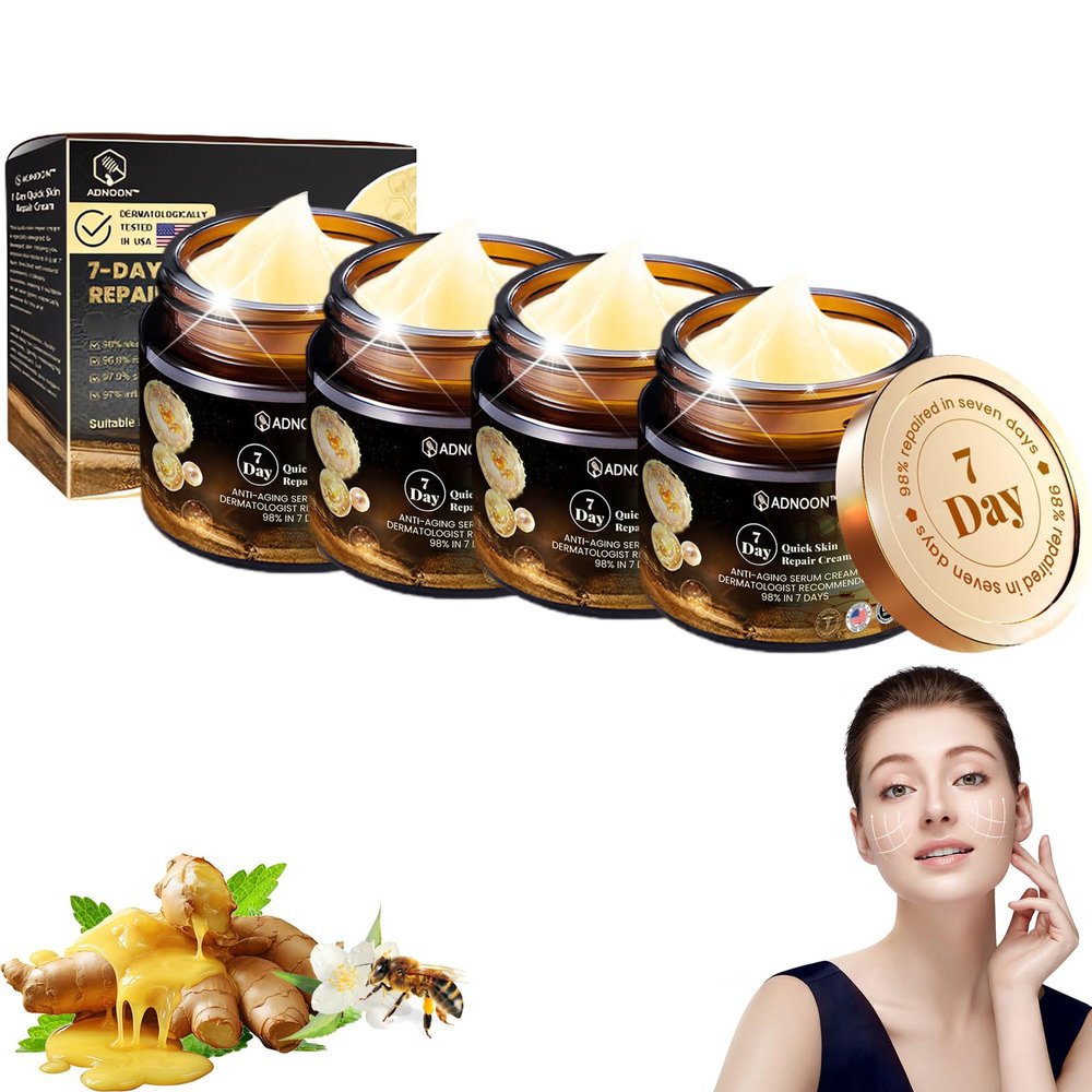 AEEHFENG ADNOON 7-Day Multi-Effect All-in-One Skin Care Cream, ADNOON Skin Care Cream, Professional Bee Venom Skin Care Cream, Fine Line Skin Care Cream for All Skin Types (4 Bottle)