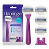 Flamingo Moisture Plus Women's Razor Set - No Shave Gel Needed - Razor Handle, 4 Blade Refills, Shower Holder - Fig view 1