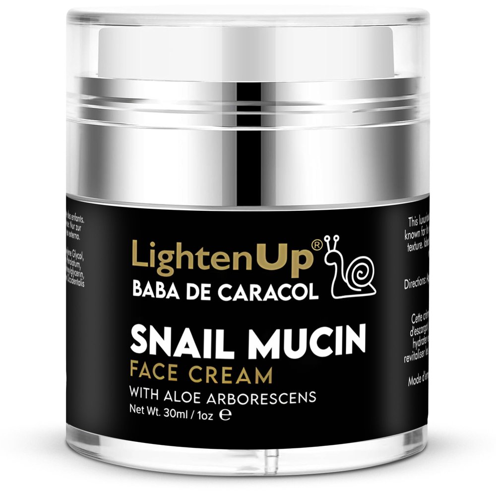 Lighten-Up, 98% Snail Mucin Cream - 1fl oz / 30 ml - Baba de Caracol, Hydrating Night Cream, Pores Remover for Face, Hydrating Creams with Aloe Vera, Shea Butter
