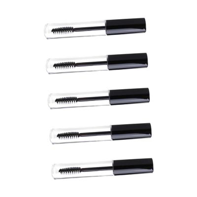 BELLIFFY 5pcs Empty Eyelashes Bottle Black Lid Mascara Tube Container for Eyelash Cream Portable Transparent Design for Mascara and Travel Storage