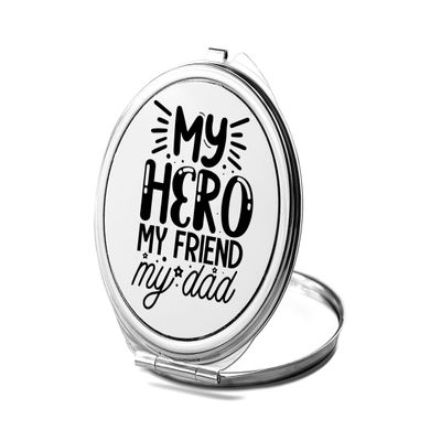 SpreadPassion My Hero My Friend My Dad Compact Mirror, Friend Gift Lover, Dad Photo Mirror, Travel Makeup Mirror Handheld Small Mirror, Portable Pocket Mirror, Birthday Idea (1, Round)