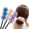 3Pcs Organza Flower Hair Bun Maker Hairstyle Shaper Deft Easy Bun Twister Hair Curler Clips Hair Scrunchies Hair Accessory for Women French Hairstyle DIY Flower Bow(Random Color) view 1