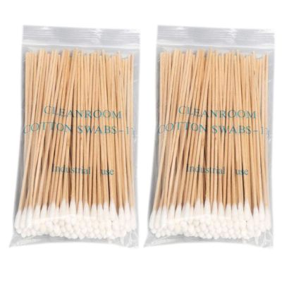 100/200Pcs 6 Inch Long Wooden Handle Cotton Swabs Single-Head Sterile Sticks Applicator For Wound Makeup