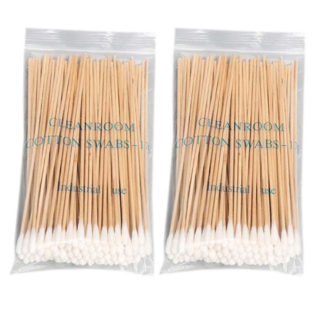 100/200Pcs 6 Inch Long Wooden Handle Cotton Swabs Single-Head Sterile Sticks Applicator For Wound Makeup