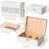 AellasNervalt Bride Patch Letter Pearl Makeup Bag & Large Jewelry Organizer Box for Bride Bridesmaid Engagement Wedding Gift Cosmetic Bag Travel Toiletry Bag 2 Layer Jewelry Case for Women Bridal Gift view 2