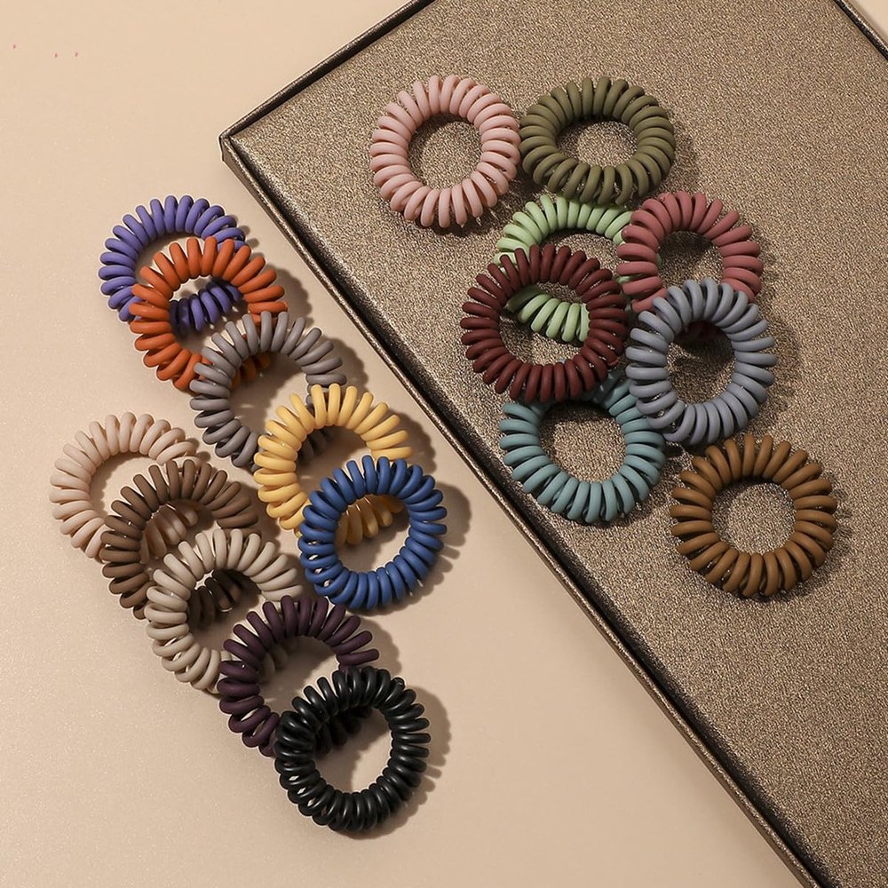 10pcs 1.8inch Classic Simple Elastic Hair Ties for Women,No Crease Hair Tie, Spiral Hair Ties No Damage, Hair Coils & Phone Cord Hair Ties for Thick or Thin Hair