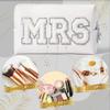 AellasNervalt 2P Bride Patch MRS Cosmetic Bag PU Leather White Letter Portable Waterproof Purse Organizer Travel Toiletry Bag Engaged Makeup Bag Gift for Women Girls view 4