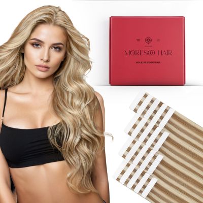 150G Real Hair Extensions-#P6/60 50G Tape in Hair Extensions 22 Inch +100G Human Hair Weft 24 Inch