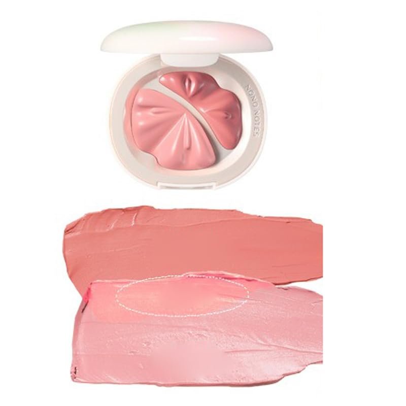 1 PC 2 in 1 Nono Notes 2 Colors Blush Cream/Blusher Highlighter Powder, Makeup Blush & Facial Highlighter Palette, Makeup Blusher Cheek Color (BC03, 8g)