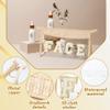 AellasNervalt Boho Patch MRS FACE HAIR Makeup Bag Clear Toiletry Bag Varsity Letter Travel Cosmetic Bag beige Transparent Waterproof Snacks Bag Cute Zipper Makeup Pouch for Women Girls view 3
