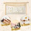 AellasNervalt Boho Patch MRS FACE HAIR Makeup Bag Clear Toiletry Bag Varsity Letter Travel Cosmetic Bag beige Transparent Waterproof Snacks Bag Cute Zipper Makeup Pouch for Women Girls view 4