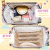 AellasNervalt Boho Patch Cosmetic Bag - Christmas Gift MOM BABY Chenille Varsity Letter Toiletry Bag Beige Clear Waterproof Travel Makeup Bag PVC Zipper Clutch Daily Use Purse for Mom Women Girls view 3
