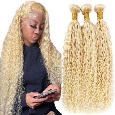 Xddnamei Human Hair Bundles Blonde 613 Color Deep Wave Bundles Human Hair 18 20 22 Inch 12A Raw Unprocessed Brazilian Virgin Quick Weave Hair for Black Women