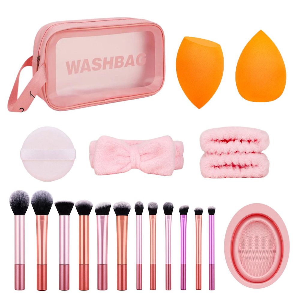 20 Pcs Basic Essential Brush Set With Powder Puff Makeup Brush Set Cosmetic Brush Set Full Face Make Up Brushes
