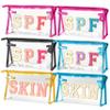 AellasNervalt 6P Preppy Patch SPF SKIN Clear Cosmetic Bag Varsity Letter Toiletry Bag Waterproof PVC Cosmetic Case Multi-Function Zippered Pouch Makeup Bag for Beach Pool, Pencil Case Pen Pouch view 1