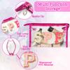 AellasNervalt 6P Preppy Patch SPF SKIN Clear Cosmetic Bag Varsity Letter Toiletry Bag Waterproof PVC Cosmetic Case Multi-Function Zippered Pouch Makeup Bag for Beach Pool, Pencil Case Pen Pouch view 3