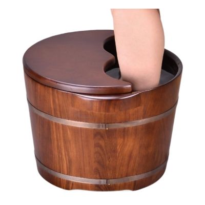 DRMEE Foot Soak Tub Foot Spa Wooden Barrel Foot Basin for Adults Foot Tub for Soaking Foot Bath Tub Foot Soak Bucket Soaking Foot,Toe Nails(with Cover)