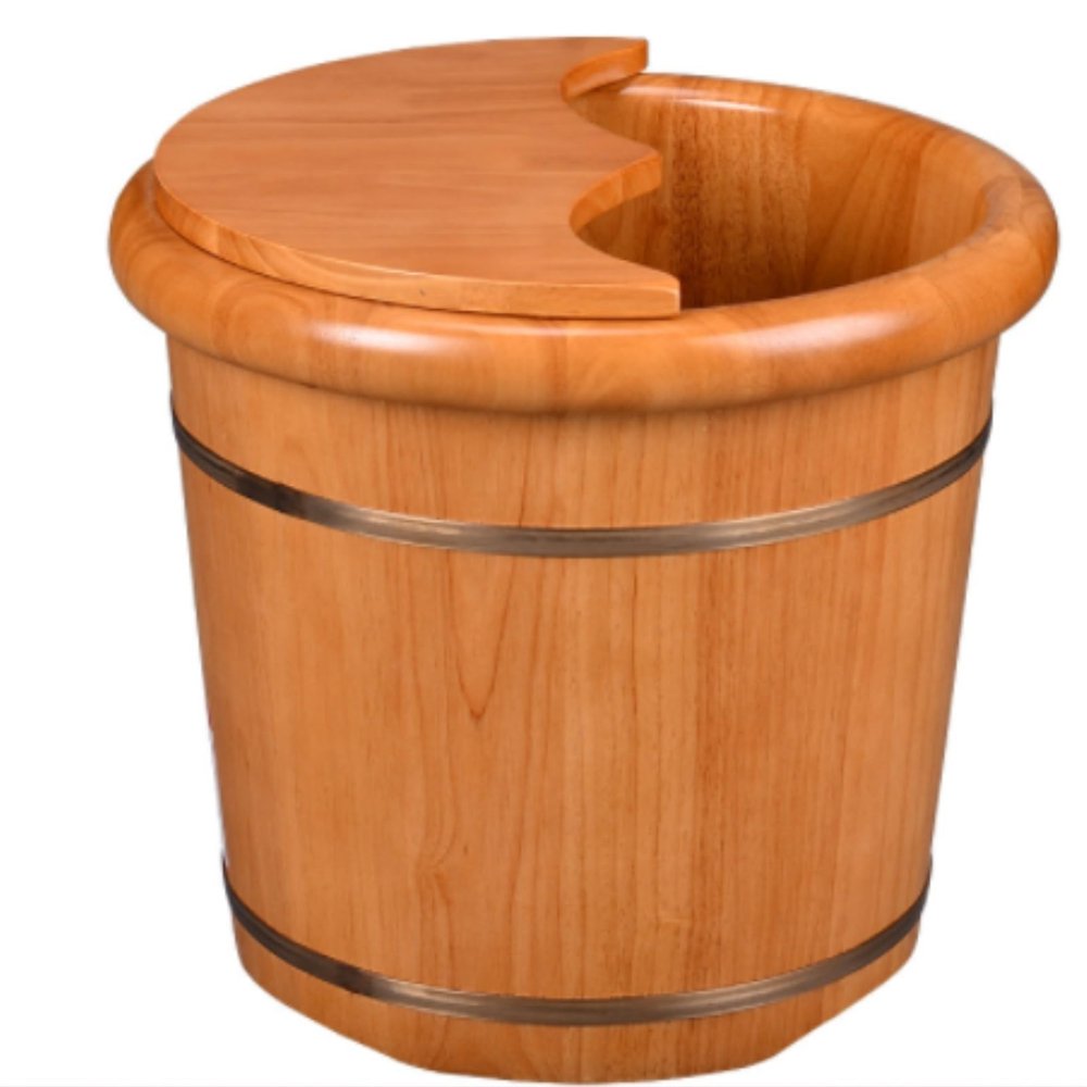 DRMEE Foot Soak Tub Wooden Foot Basin Solid Wood Foot Tub Pedicure Bowl Pedicure Barrels Household Foot Bath Barrel Soaking Foot,Toe Nails(with lid)