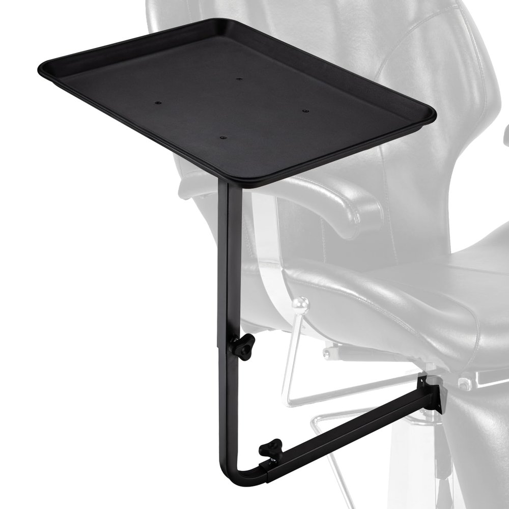 Akynjtbca Salon Tray Attached to Chair for Hair Stylist, 360 Degree Rotation Barber Chair Tray for Hairdressing Tools, Storage for Salon Barber Tattoo Tools Make-ups
