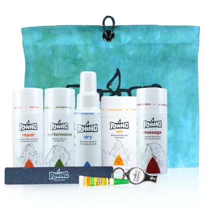 Rhino Skin Solutions Pro Pack  Essential Climbing Skincare Set | Complete Skincare & Climbing Essentials with Nail Tools and Rhino Pouch