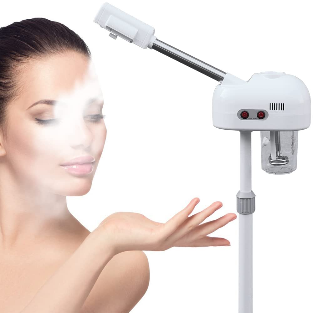 800W Professional Facial Steamer, Face Steamer for Esthetician, Facial Steamer Pro Ionic Ozone Facial Steamer w/Wheels, Esthetician Steamer w/Hot Mist Spray, Can Rotate 360