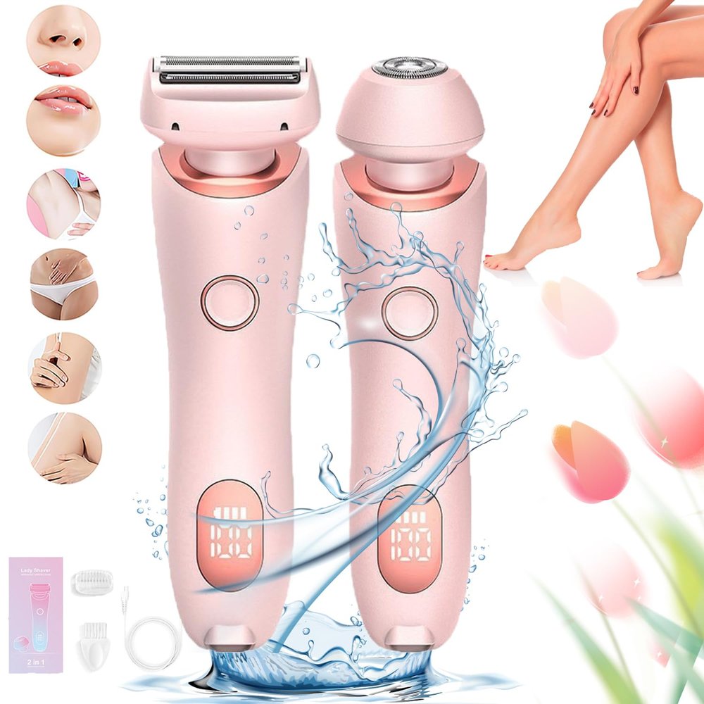 Smoothshave Razor for Women, RazorforWomen, Smooth Shave Razors for Women, ElectricRazor forWomen Pubic Hair, 2 in 1 Waterproof (Pink)