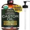Ella & Eden USDA Organic Castor Oil  Cold Pressed Hexane-Free - Glass Bottle - For Hair Growth, Face, Eyelash, Skin, Stomach - 100% Pure Unrefined 16 Fl Oz view 1