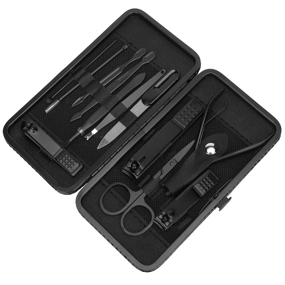 12Pcs Stainl Steel Nail Care Set with Case, Mani Pedi C Kit for Men Women, Professional Nail Ooming Tools for Home and Travel
