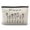 God Says You Are - Cosmetic Bag, Christian Makeup Bag, Birthday Gifts for Women, Bible Verse Flower Wash Bag for Her, Inspirational Bible Verse Bag, Sister Gifts, Christian Christmas Gifts view 1