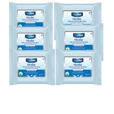 DeepFresh Micellar Makeup Wipes  Pack of 6 Gentle Face & Eye Cleansing, Ultra-Soft Cleansing Facial Towelettes for Waterproof Makeup, Hydrating