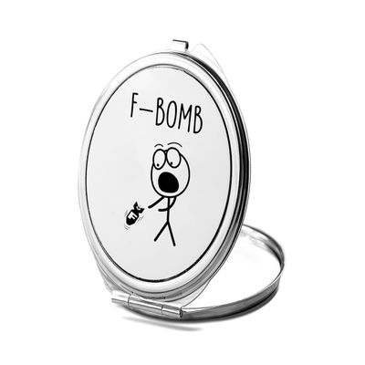 SpreadPassion F- Bomb Compact Mirror, Photo Mirror, Travel Makeup Mirror Handheld Small Mirror, Portable Pocket Mirror, Birthday Idea (1, Round)