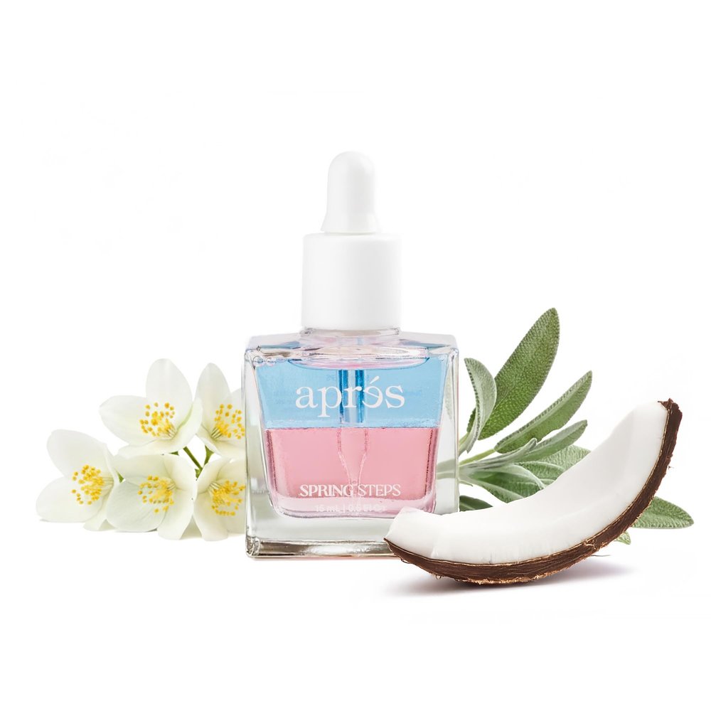 Apres Light & Shadow Cuticle Serum, Nourishing Blend of Almond and Jojoba Oil, Vitamin B and Turmeric, Cuticle Repair Oil 15 mL (15 ml, Spring Steps (Coconut, Sage, and Jasmine))