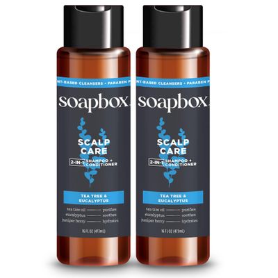 Soapbox Men's Scalp Care 2 in 1 Shampoo and Conditioner For Men, Natural Mens Shampoo and Conditioner, Tea Tree & Eucalyptus, 16oz