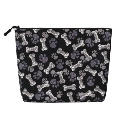 AOLXDE Dog Puppy Footprint Print Cosmetic Bag Large Capacity Travel Makeup Bag For Women Toiletry Bag For Daily Use Travel