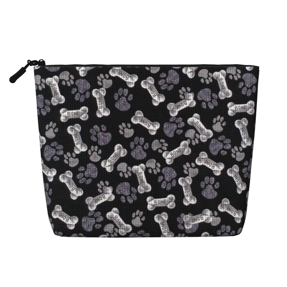 AOLXDE Dog Puppy Footprint Print Cosmetic Bag Large Capacity Travel Makeup Bag For Women Toiletry Bag For Daily Use Travel