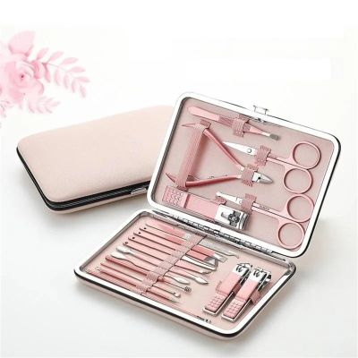 CFGH6FDF Nail Clippers Set Nail Clippers Rose Gold 18piece Diagonal Exfoliating Stainless Steel Manicure Set Household Ear Spoon Scissors for Men and Nail Trimming Kit