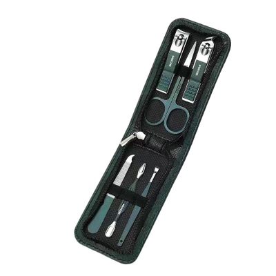 CFGH6FDF Nail Clippers Set 6 Pcs Portable Luxury Manicure Sets Pedicure Tools Bright Black Nail Clipper Set Personal Care Tools Eyebrow Scissors Nail Trimming Kit(Green)